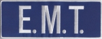 E.M.T. White on Royal Blue Back Panel Patch 10 5/8" by 4"(11X4) EMT